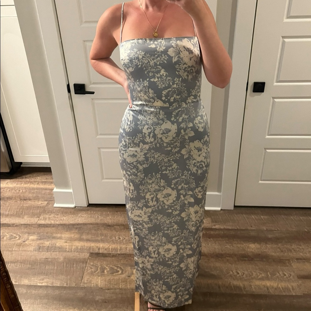 Reformation Frankie silk dress in blue, size 8